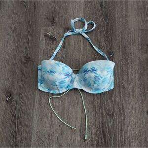 Victoria's Secret Beach Bandeau Bikini Top Blue Push Up Tie Dye 34D